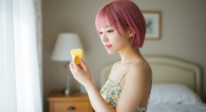 海綿を持つ風俗嬢