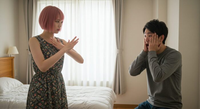 断る風俗嬢と男性客