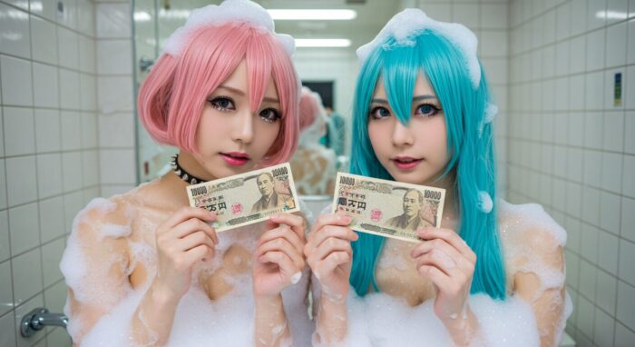 お金を持つ2人のソープ嬢