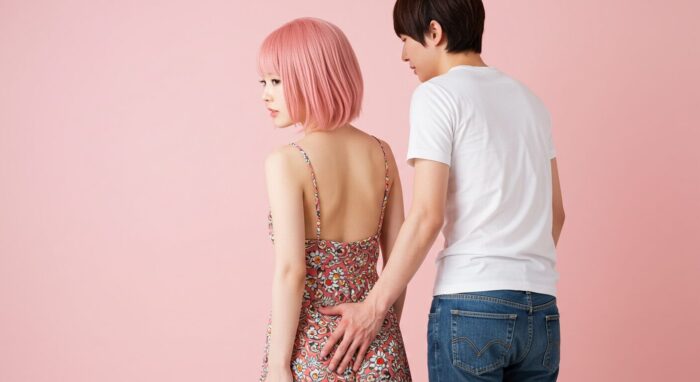 風俗嬢のお尻を触る男性