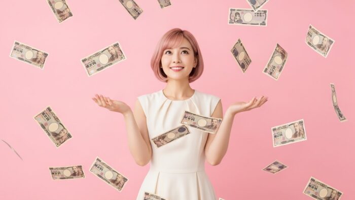 降り注ぐお金と女性