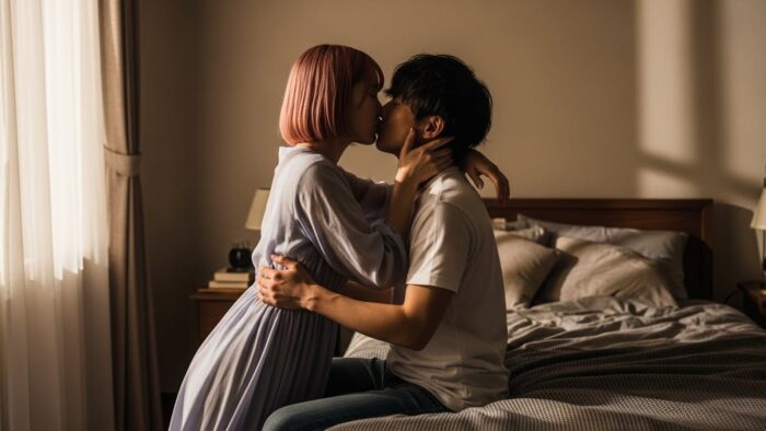 キスをするカップル