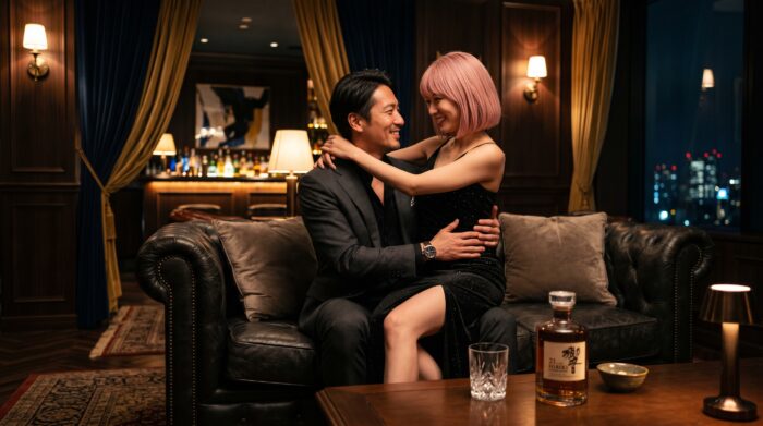 客の膝の上に座るおっパブ嬢