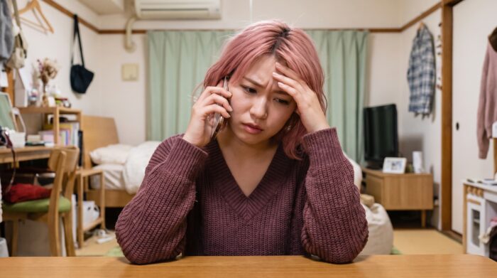 当欠の連絡をする風俗嬢