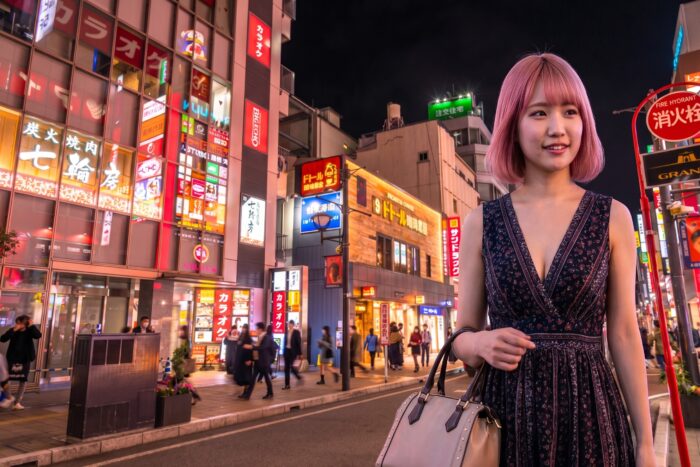 夜の大宮を歩くソープ嬢