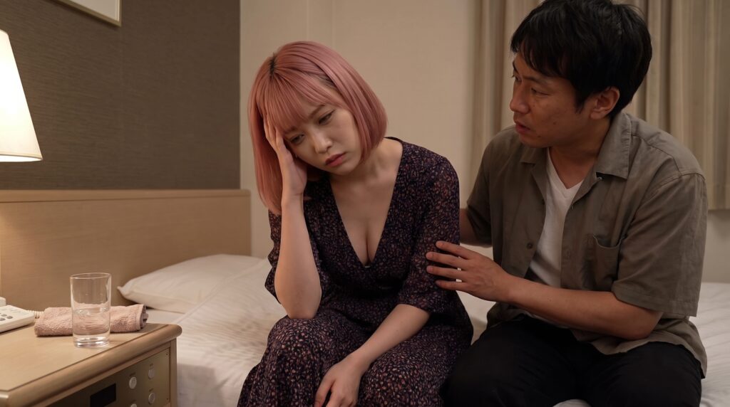 体調が悪い風俗嬢と気にかける男性